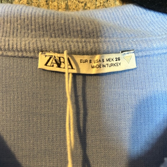 ZARA Women’s Sweater Dress Long Sleeve Mock Neck Quarter Zip Soft BLUE Size S - Picture 6 of 7